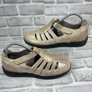 Drew Ginger Women’s Size 8.5 Gold Leather Glitter Fisherman Adjustable Sandal